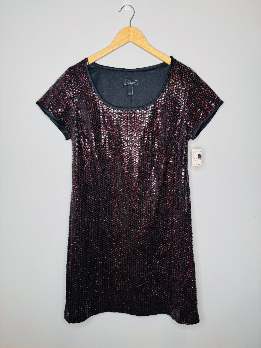 NWT Dressbarn Collections Short Sleeve Mini Sequined Mini Dress Womens Plus 14W